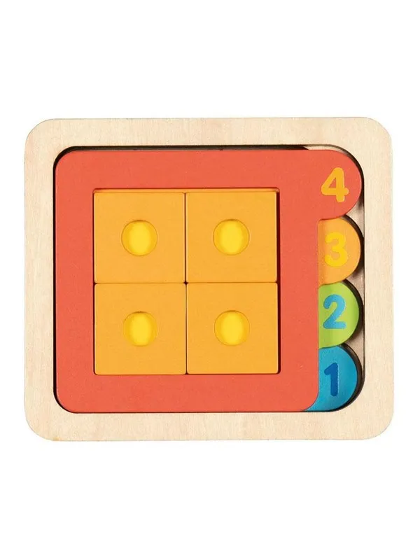 Goki Wooden Layer Puzzle Shapes and Numbers 15 pc Tre