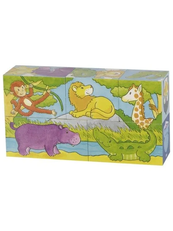 Goki Wooden Block Puzzle Safari 5 pcs. Tre