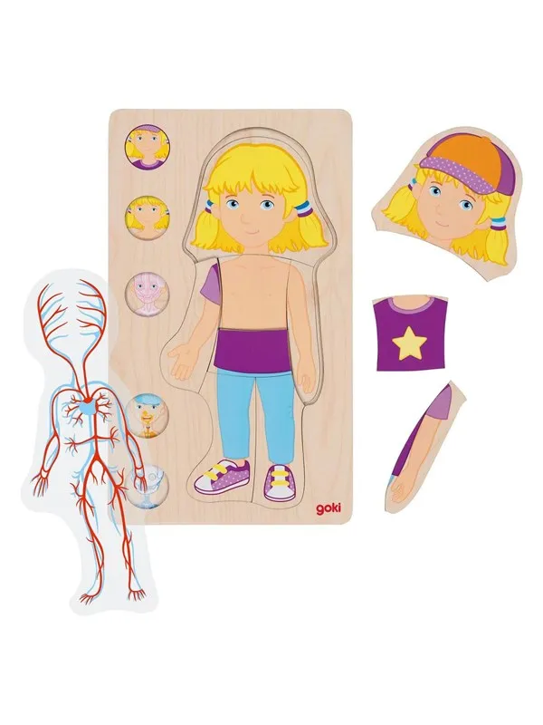 Goki Wooden Layer Puzzle Human Body Girl 29 pcs. Tre