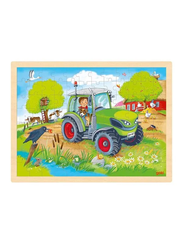 Goki Wooden Jigsaw Puzzle Tractor 96pcs. Tre