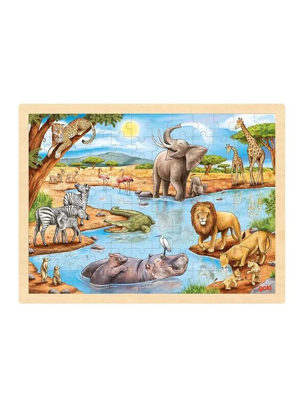 Goki Wooden Jigsaw Puzzle African Savanna 96pcs. Tre