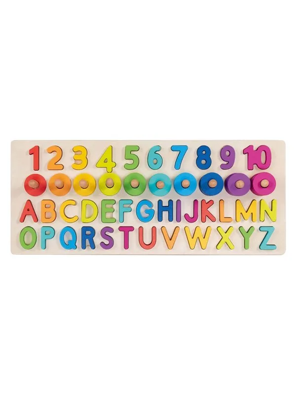 Goki Wooden Alphanumeric Puzzle 91 pieces. Tre