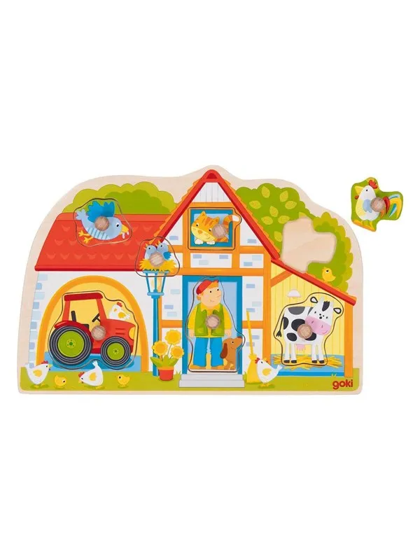 Goki Wooden Stud Puzzle My Farm 7 pcs.