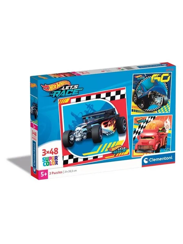 Clementoni Jigsaw Puzzle Super Color Square Hot Wheels 3x48pcs.
