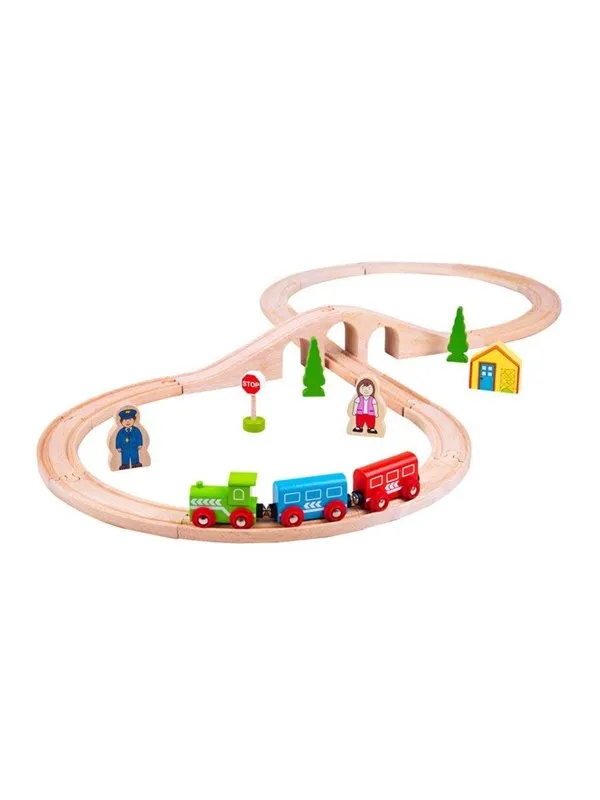 Bigjigs Wooden Train Set 26 pieces.