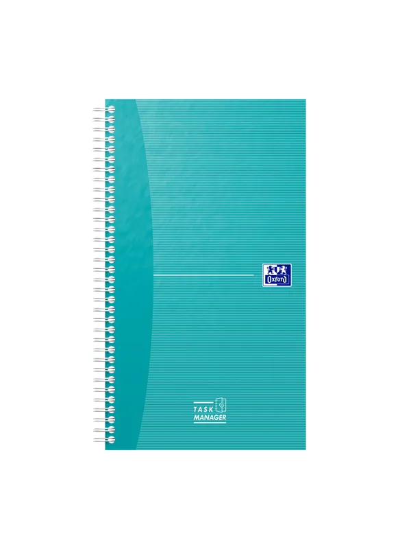 Oxford OXFORD Office Essentials 14,1 x 24,6 cm Mykt kartongomslag Dobbelspiral Task Manager Linjert 230 sider Aqua SCRIBZEE-kompatibel