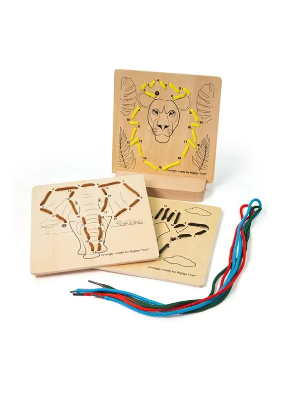 Bigjigs Wooden Puzzle by Numbers - Jungle 8 piece Tre