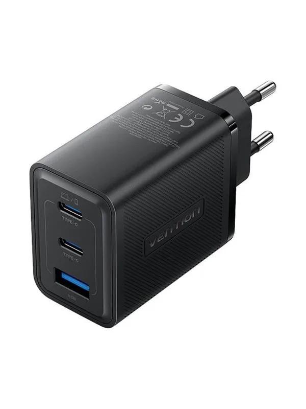 Vention Wall charger FERB0-EU 2xUSB-C USB- A 65W/65W/30W GaN (black)