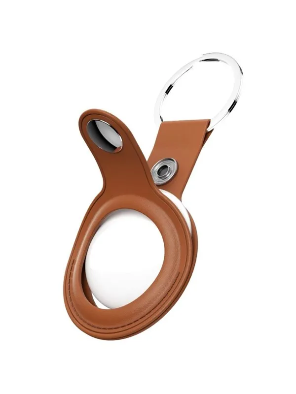 KeyBudz Leather Keyring for AirTag - Tan