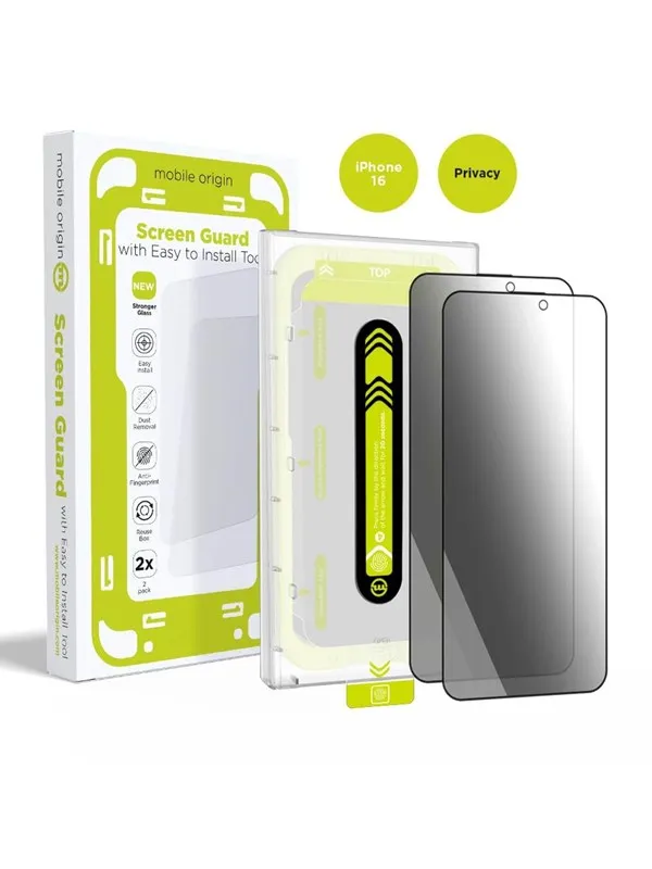 Mobile Origin Screen Guard Privacy with easy applicator - 2 pack - iPhone 16