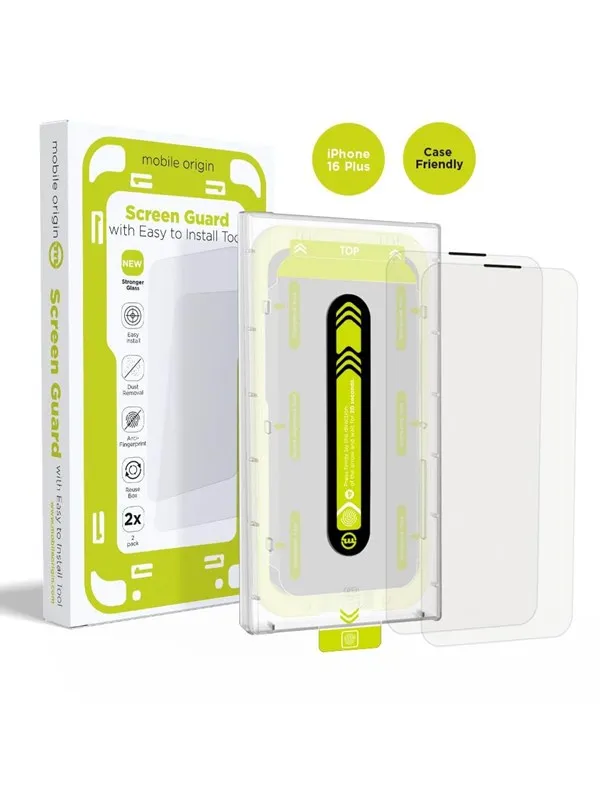 Mobile Origin Screen Guard with easy applicator - 2 pack - iPhone 16 Plus