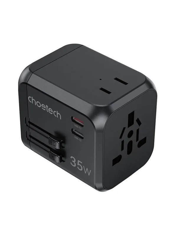 Choetech PD5008 travel charger 3xUSB-A 2xUSB-C GaN 35W US/EU/UK/AU (black)