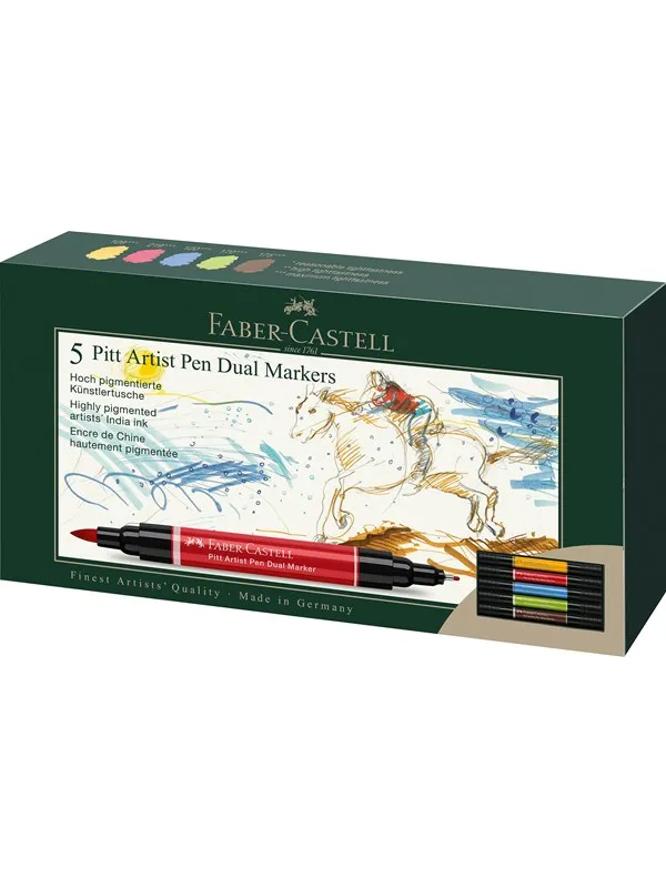 Faber-Castell India ink PAP Dual Marker wallet of 5