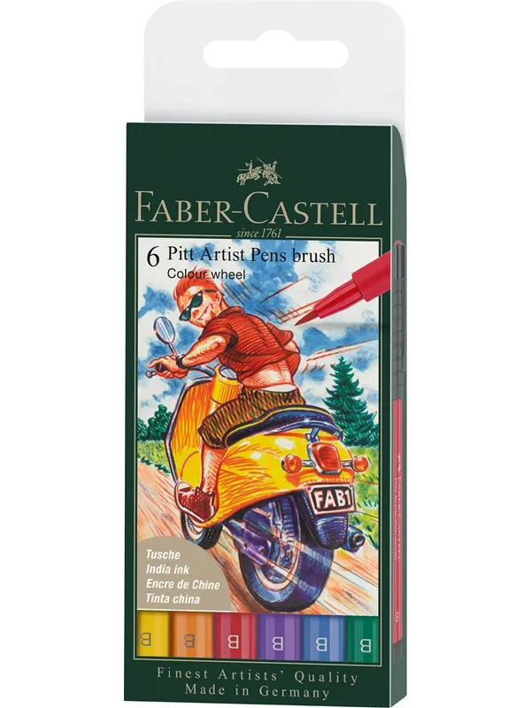 Faber-Castell India ink Pitt Artist Pen B colour 6x