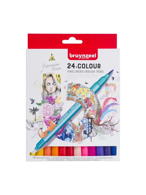 Bruynzeel Fineliner Brush Pens 24 pcs.