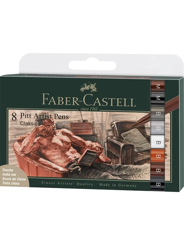 Faber-Castell India ink Pitt Artist Pen Classical 8ct
