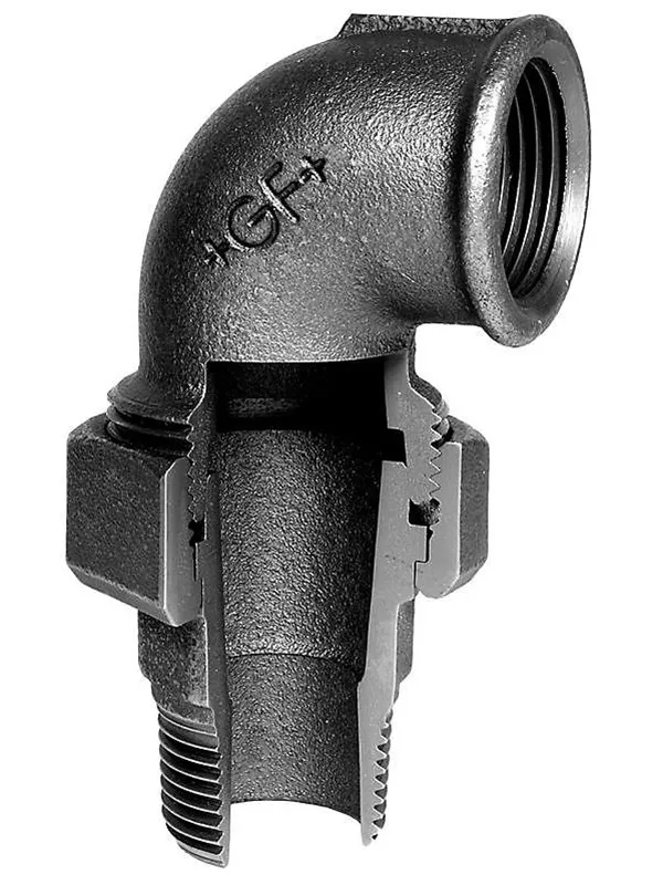 +GF+ angle union 90° black 2'' sleeve nipple