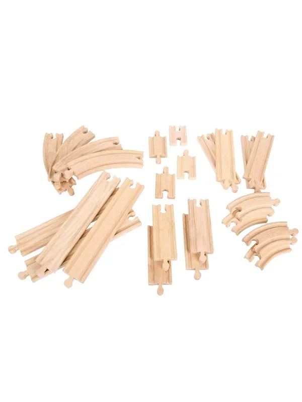 Bigjigs Wooden Expansion Set Rails and Bends 24 pcs