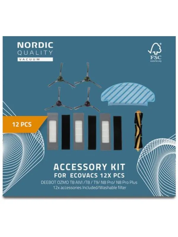 Nordic Quality Robotstøvsuger 12 Pcs Kit Ecovacs OZMO