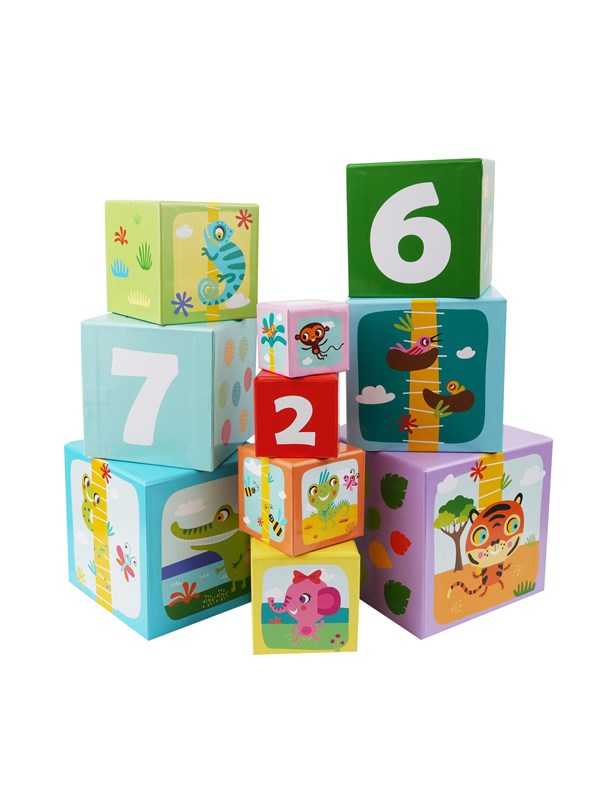 Barbo Toys Little Bright Ones - 10 Stacking Cubes - Safari
