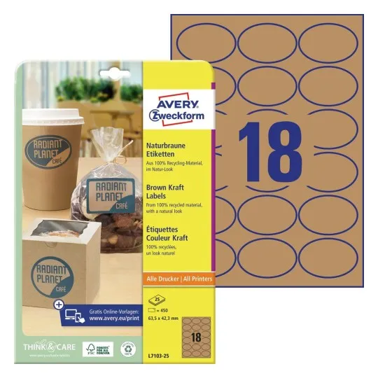Avery Zweckform - labels - 450 label(s) - 63.5 x 42.3 mm (oval)