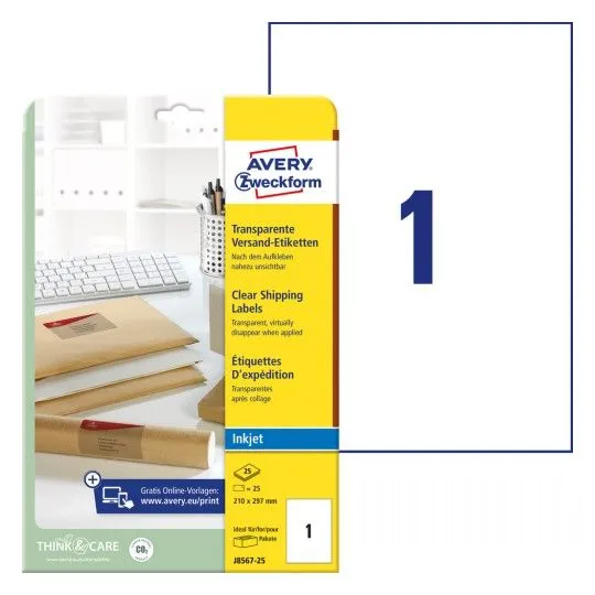 Avery - transparent address labels - 25 label(s) - A4