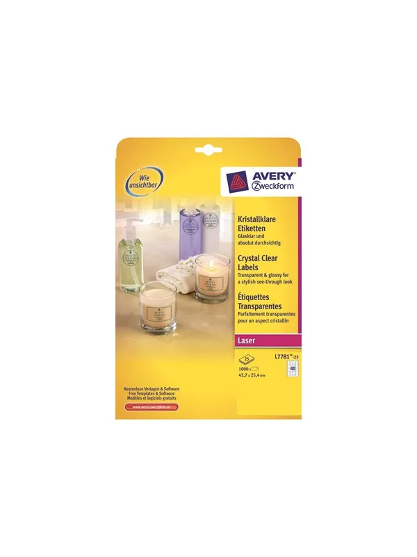 Avery L7781 - transparent polyester labels - 1000 label(s) - 25.4 x 45.7 mm
