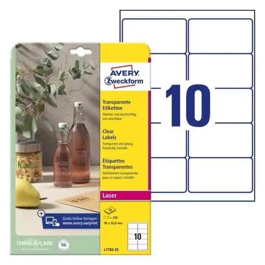 Avery - labels - glossy - 250 label(s) - 50.8 x 96 mm