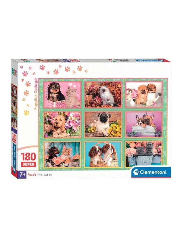 Clementoni Jigsaw Puzzle Super Color Puppies Collage 180pcs. Gulv