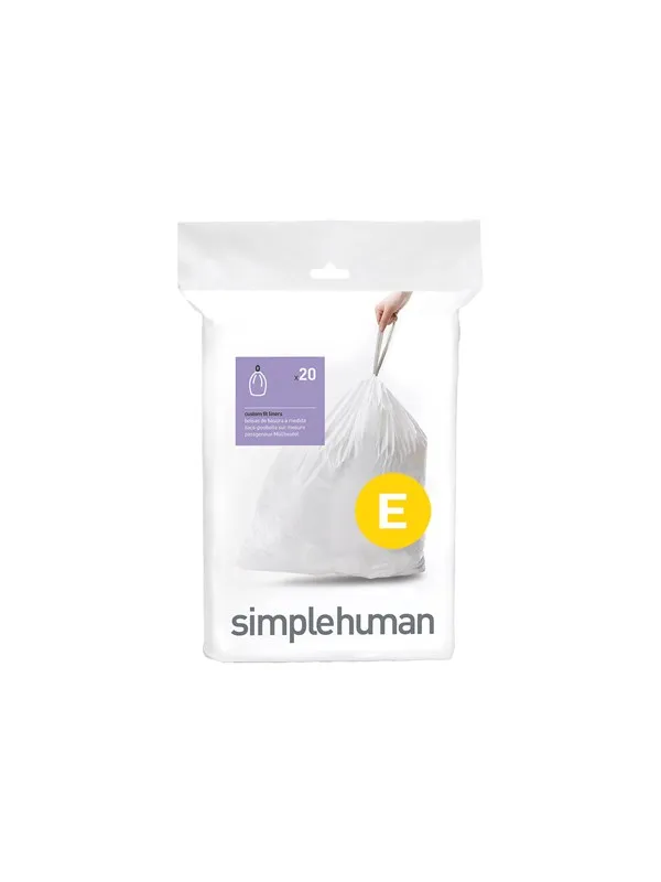 Simplehuman Kode E tilpassede søppelposer, pakke med 20, hvit