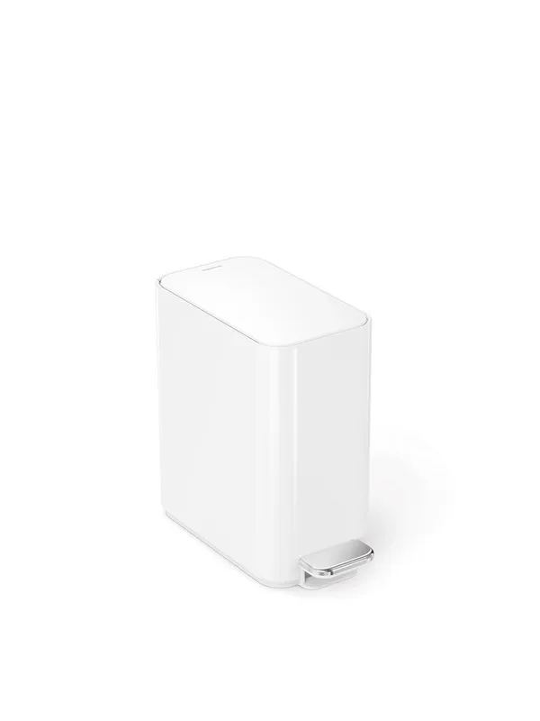 Simplehuman 5L slank pedalbøtte, hvitt rustfritt stål