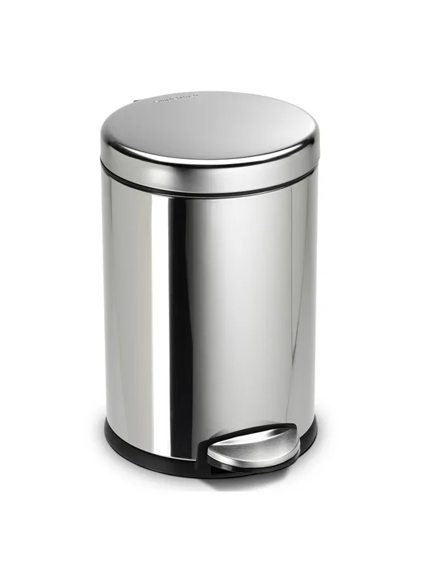 Simplehuman 4,5L rund pedalbøtte, polert stål
