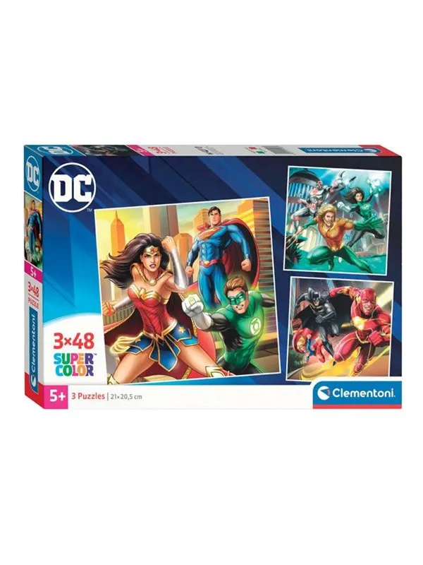 Clementoni Jigsaw Puzzle Super Color Square DC Comics Justice League 3x48pcs. Gulv