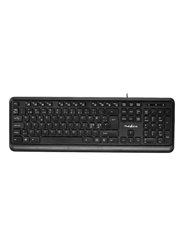 Nedis - keyboard - QWERTY - Nordic - black - Tastatur - Nordisk - Svart