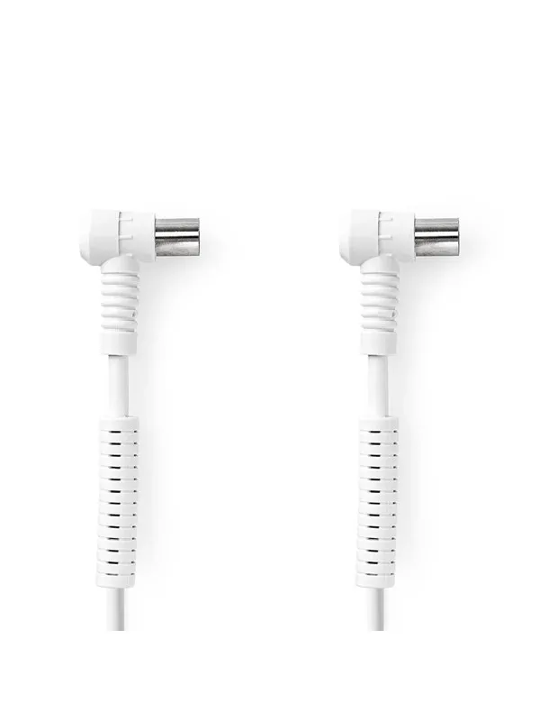 Nedis Coaxkabel | IEC (Coax) Male | IEC (Coax) Female | Vernikkeld | 120 dB | 75 Ohm | Viervoudig Afgeschermd | 3.00 m | Rond | PVC | Wit | Label coaxial cable