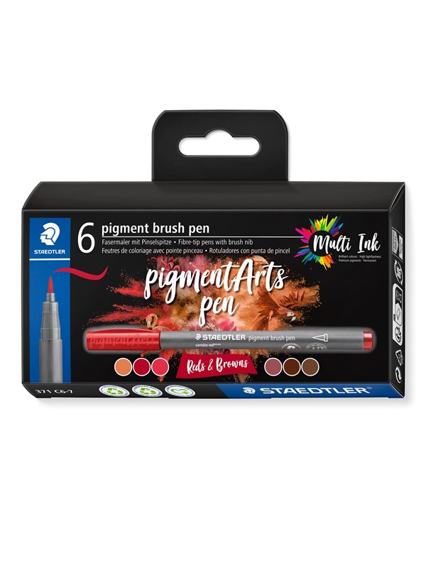 Staedtler pigment brush pen Reds&Browns 6pcs