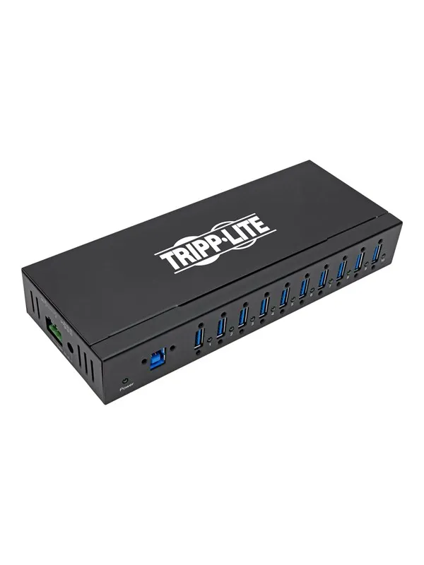 Eaton series 10-Port Industrial-Grade USB 3.0 SuperSpeed Hub - 20 kV ESD Immunity Iron Housing Mountable USB-hub - USB 3.2 - 10 porter - Svart