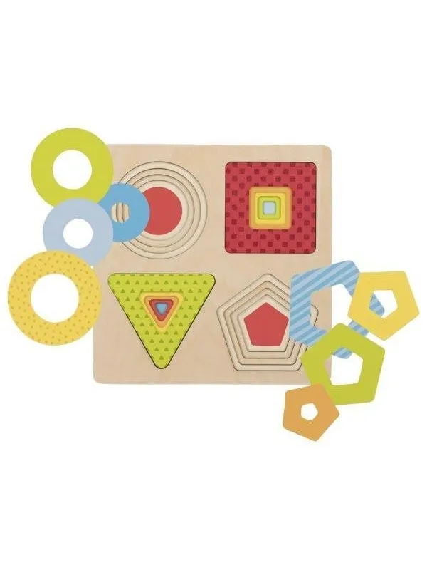 Goki Wooden Layer Puzzle Geometric Shapes 16 pcs. Tre