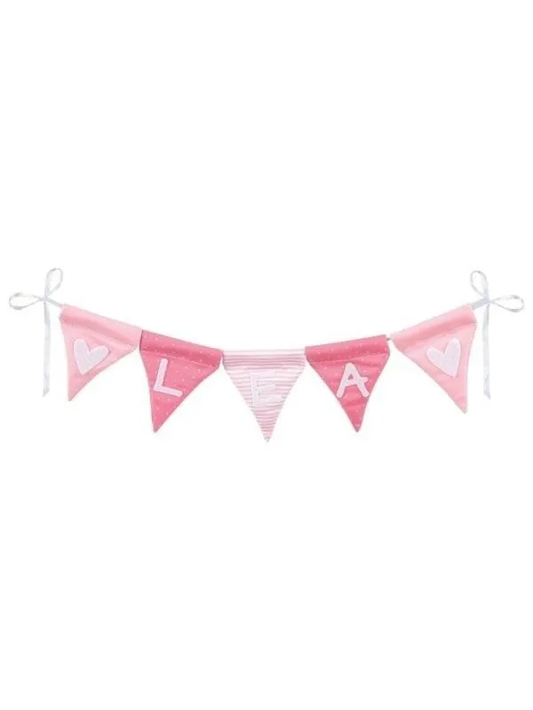 Goki Fabric Bunting Make Pink with 10 Flags and Alphabet Characters