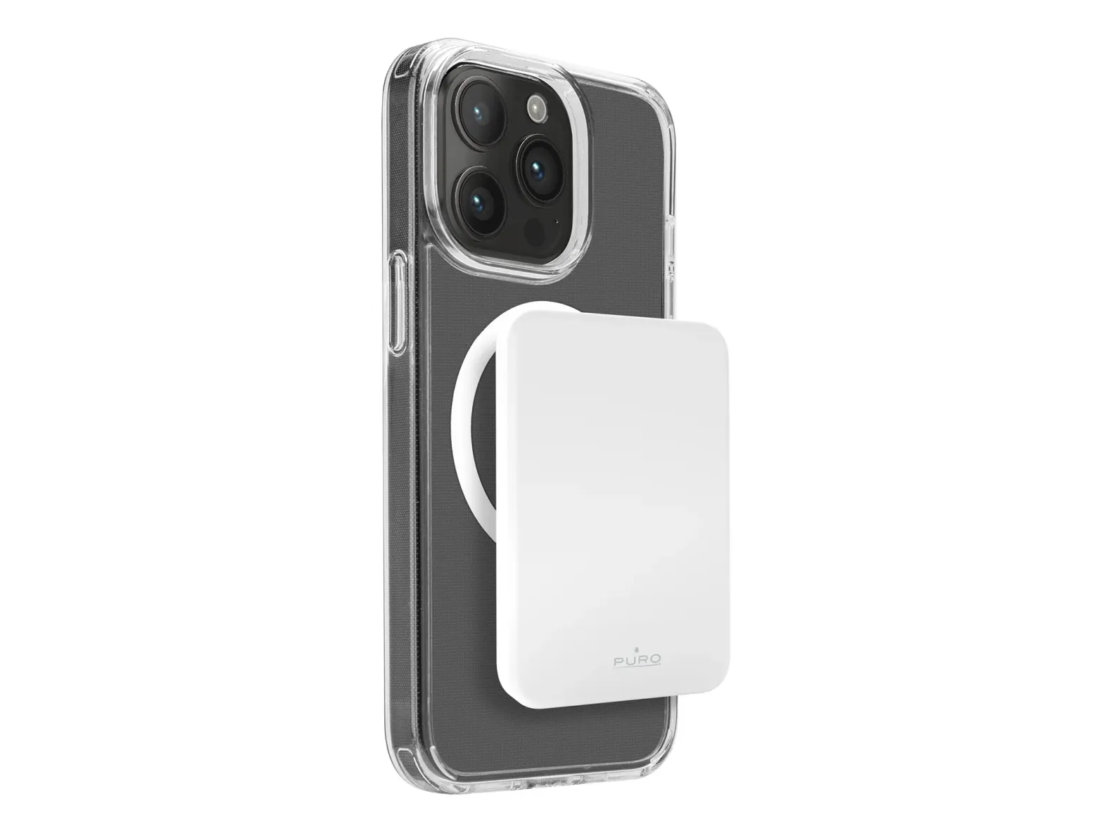 Puro Power Bank Wireless "Mini Power Mag" 4200 mAh for iPhone Nødlader - Hvit - 4200 mAh