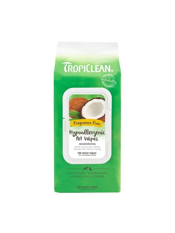 Tropiclean Hypoallergeniske Servietter (100-Pack)