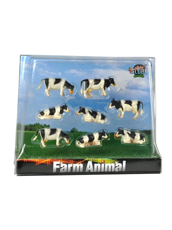 Kids Globe Cows Black/White 8 pcs. 1:87