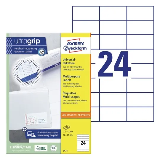 Avery ILC universal etiket 70x37mm (2400)