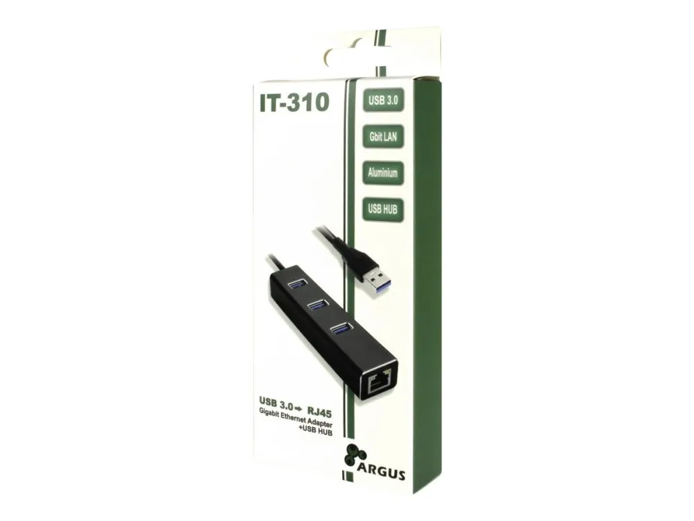 Inter-Tech Argus IT-410 USB-hub - 3 porter - Svart