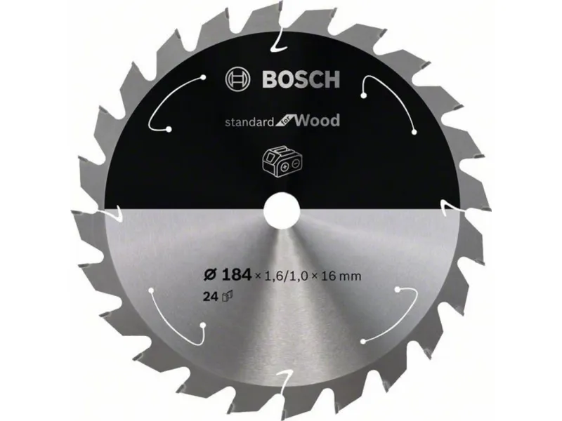 Bosch Standard for Wood-sirkelsagblad for batteridrevne sager 184x1,6/1x16 T24