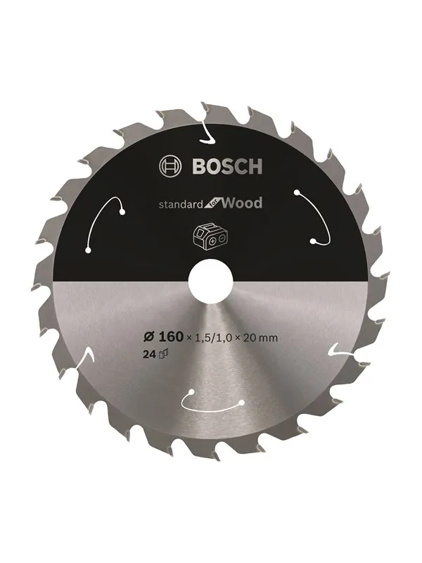 Bosch Standard for Wood-sirkelsagblad for batteridrevne sager 160x1,5/1x20 T24