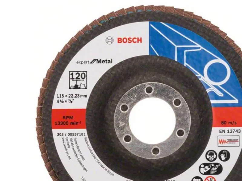 Bosch Lamellslipeskive X551, Expert for metall D= 115 mm; G= 120, skrå