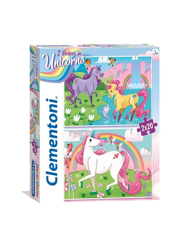 Clementoni 2x20 pcs. Puzzles Kids SuperColors Unicorn Gulv