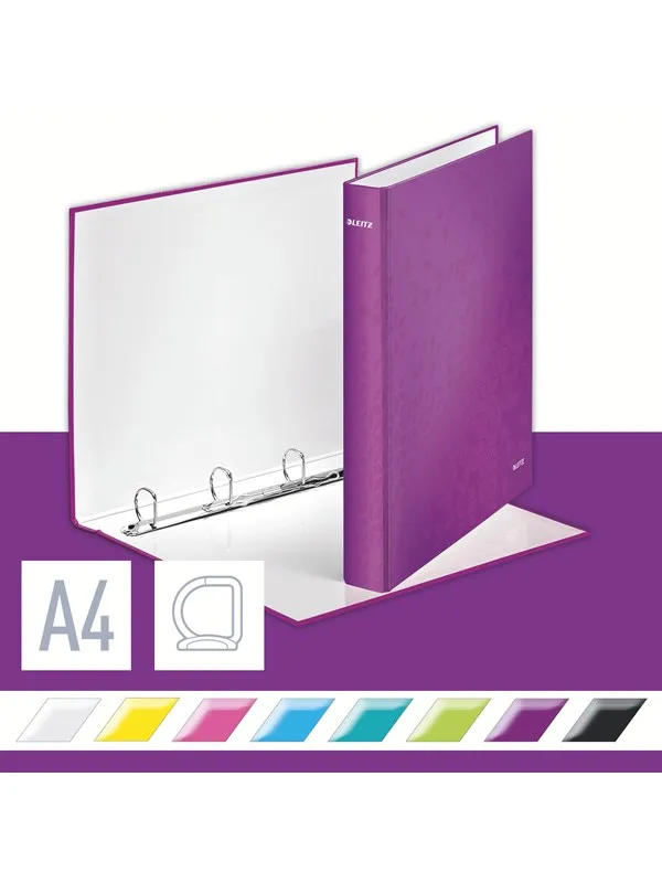 Leitz Ringperm  WOW Laminert kartong A4+ 4DR/25mm Lilla