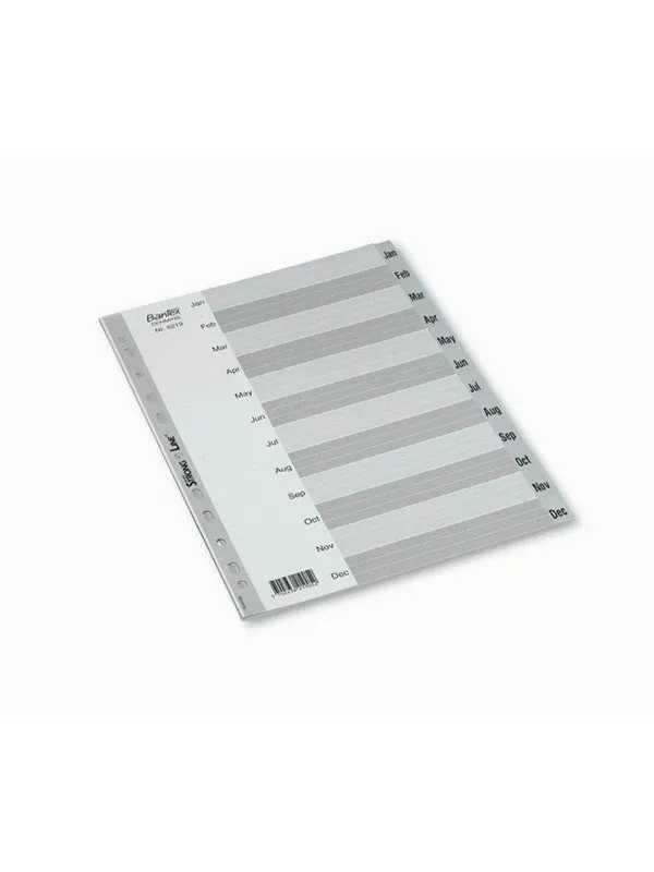 Bantex  Strong-Line®-Skillekortsett Jan-Dec, Grå